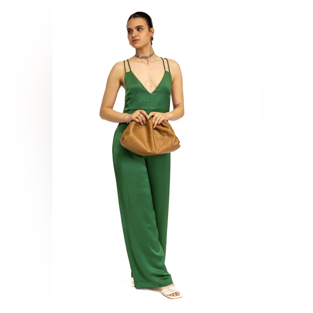 Green Satin Jumpsuit
